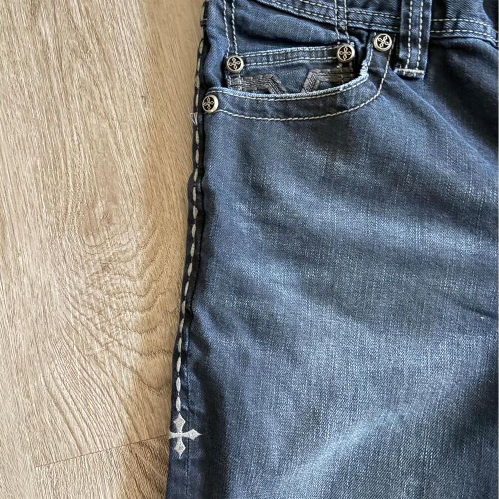 Affliction Men's Ace Black Premium Dark Denim Jeans Size 33 x 32 - Picture 5 of 8